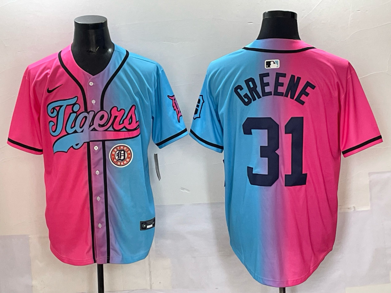 Men 2025 Detroit Tigers #31 Greene Blue pink Game Nike MLB Jersey style 003
